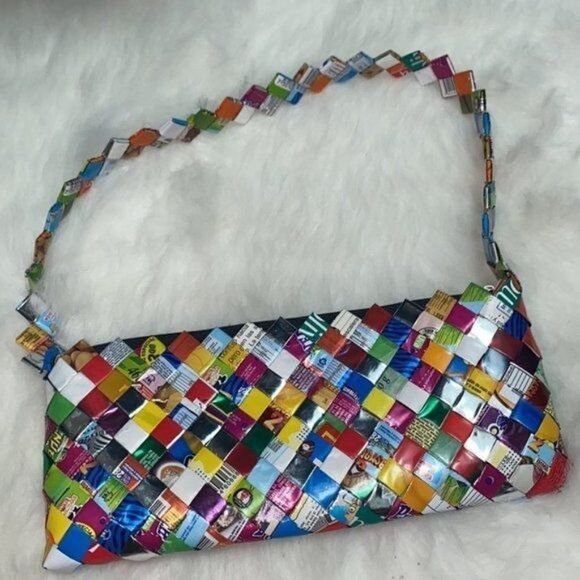 Recycled Candy Wrapper Handmade Purse Size Small - Picture 3 of 15
